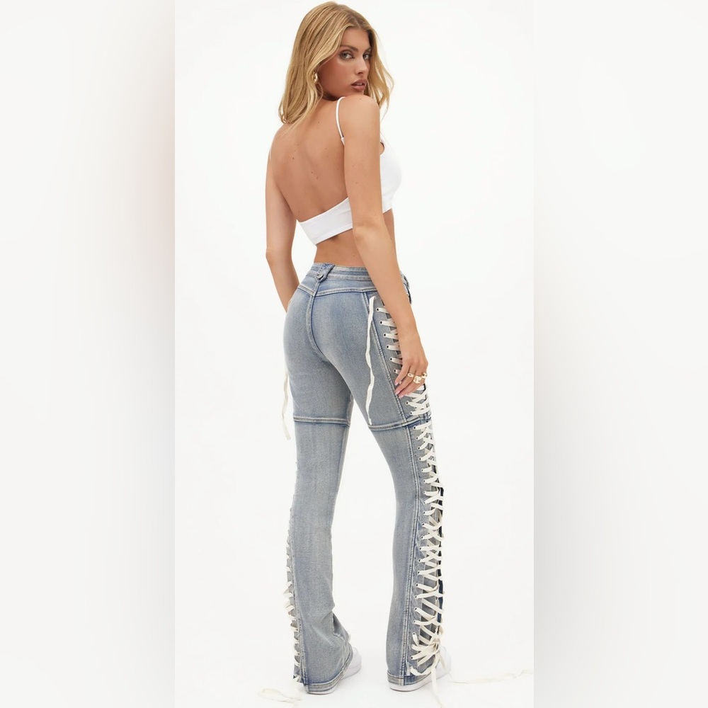 Fashion Nova - Size 5- Lace-Up Bootcut Jeans
